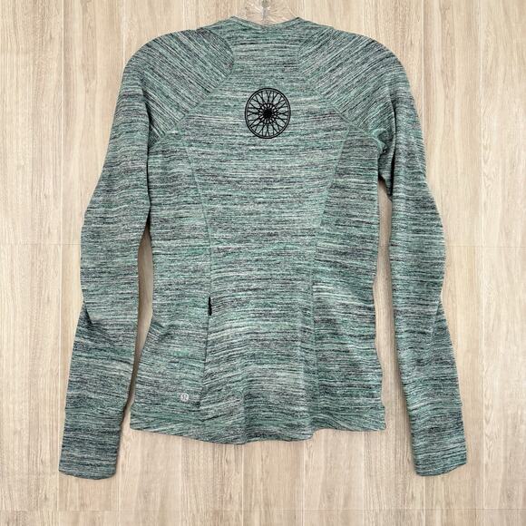 Lululemon Shirt Womens 6 Soulcycle Runderful Long Sleeve Heathered Green Top - Picture 2 of 13
